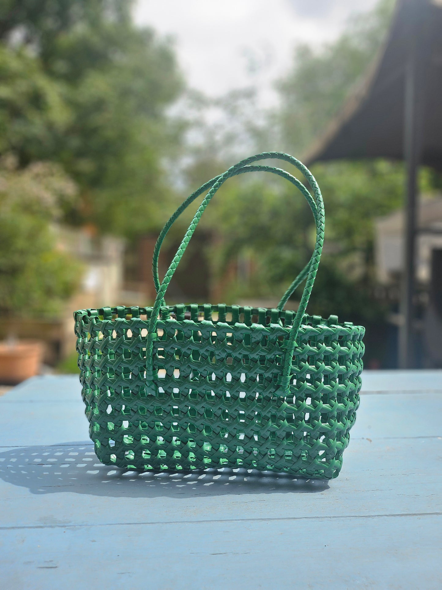 Red Woven Tote Bag