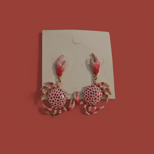 Pink crab earrings